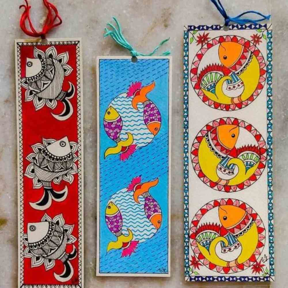 Pack of 3 Madhubani Handpainted Bookmarks